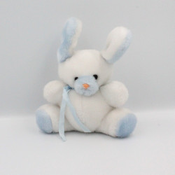 Ancienne peluche doudou lapin bleu blanc SUCRE D'ORGE