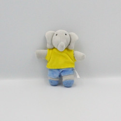 Mini Doudou baby Babar gris jaune bleu LANSAY
