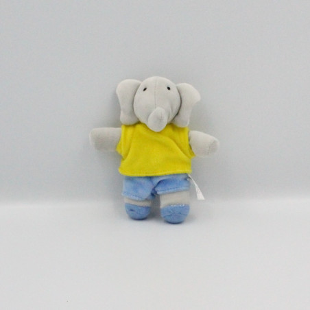 Mini Doudou baby Babar gris jaune bleu LANSAY