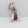 Doudou Girafe blanche rose mauve fleur Arthur et Lola