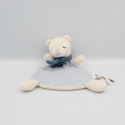 Doudou plat ours blanc écru bleu rayé H&M