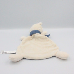 Doudou plat ours blanc écru bleu rayé H&M H et M