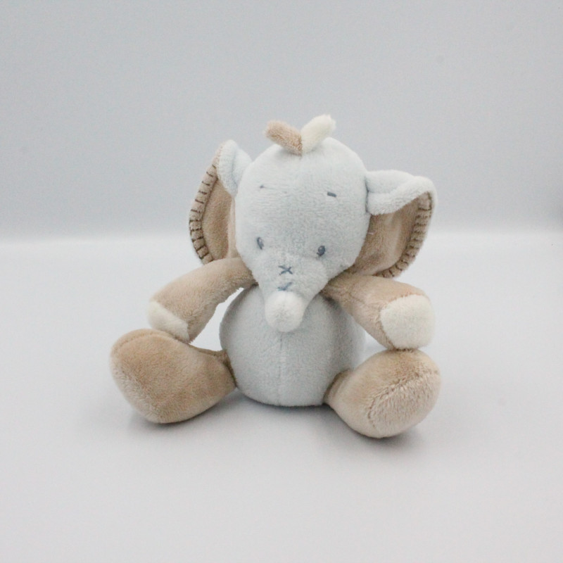 Doudou musical éléphant bleu beige NATTOU
