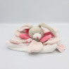 Doudou chien couché rose cocard blanc OBAIBI