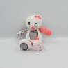 Doudou ours blanc rose gris pois étoiles TAPE A L'OEIL