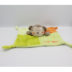 Doudou plat petit Ouistiti vert orange KIMBALOO