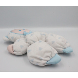 Doudou ancienne poupée chat chiffon blanc bleu FISHER PRICE