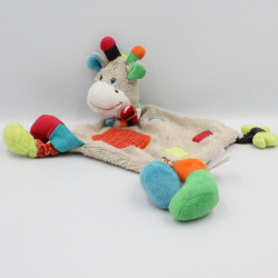 Doudou plat girafe vache gris à pois écharpe rayé NICOTOY