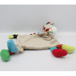 Doudou plat girafe vache gris à pois écharpe rayé NICOTOY