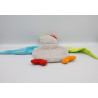 Doudou plat chouette hibou gris vert bleu rouge orange BABY CLUB