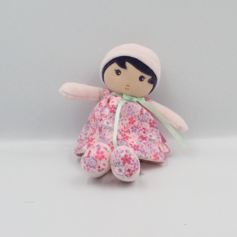 Doudou poupée blanc rose mauve fleurs KALOO