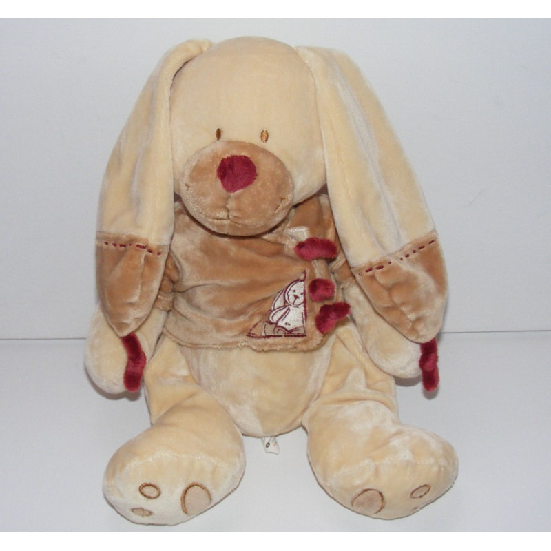 Doudou lapin beige bordeaux NICOTOY