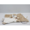 Doudou plat Charlie la taupe beige blanc NOUKIE'S