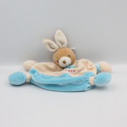 Doudou plat lapin beige bleu NOUNOURS
