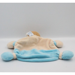 Doudou plat lapin beige bleu NOUNOURS