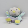 Doudou marionnette chat gris bleu vert violet mauve SUCRE D'ORGE