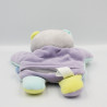 Doudou marionnette chat gris bleu vert violet mauve SUCRE D'ORGE