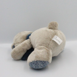 Doudou ours gris beige bleu laine NICOTOY