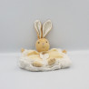 Doudou plat lapin blanc beige feuille pure KALOO