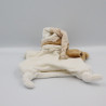 Doudou et compagnie bio plat marionnette ours blanc beige fleur