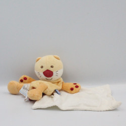 Doudou chat orange nez rouge mouchoir cajou SUCRE D'ORGE