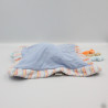 Doudou plat carré canard bleu orange rayures NATTOU