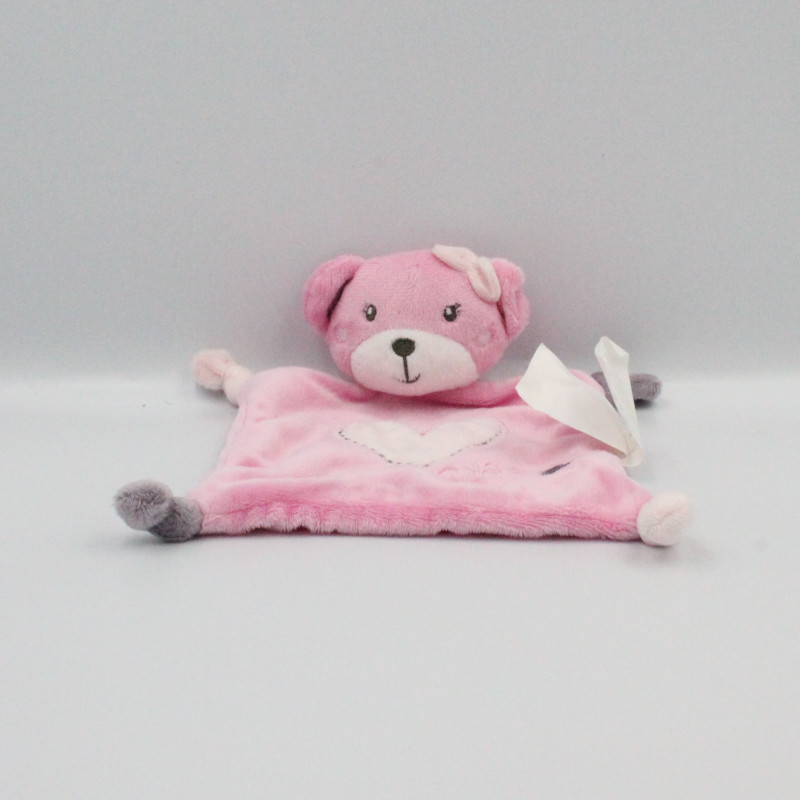 Doudou plat ours rose coeur Miss Choupette KIMBALOO