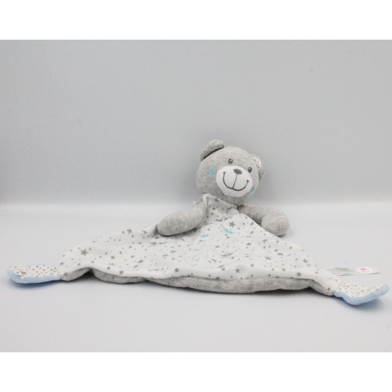 Doudou plat ours gris ange étoiles NICOTOY