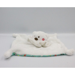 Doudou plat ours blanc vert...