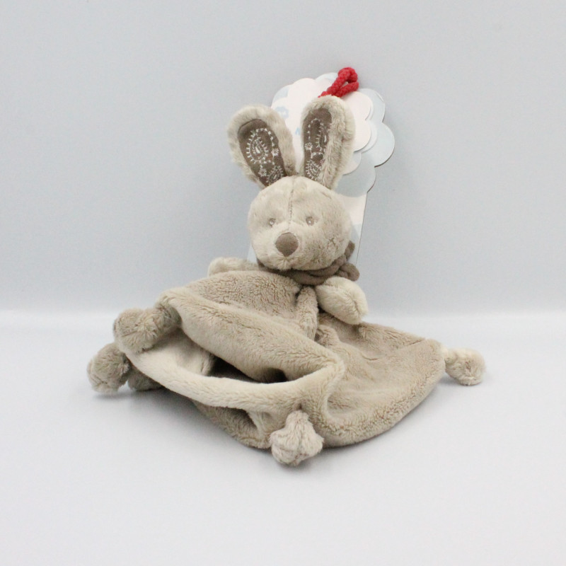 Doudou plat lapin beige bandanas NICOTOY