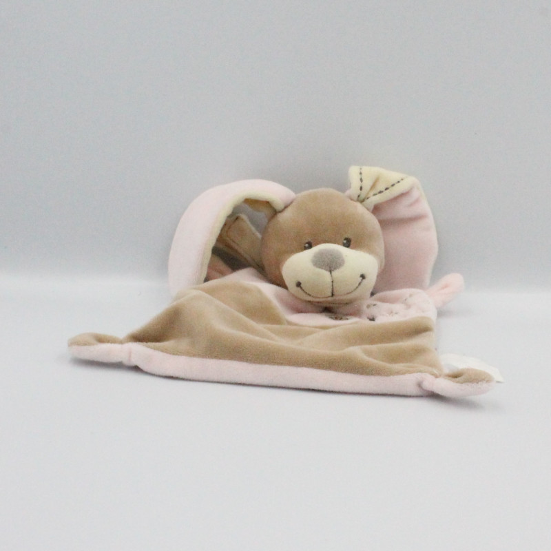 Doudou plat lapin beige rose NICOTOY