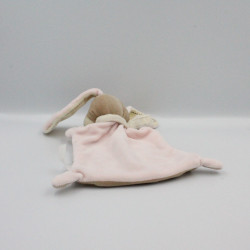 Doudou plat lapin beige rose NICOTOY