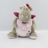 Doudou musical dragon gris rose Victoria et Lucie Lune NOUKIE'S