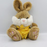 Peluche lapin beige blanc rose tenue jaune NICOTOY lot de 2