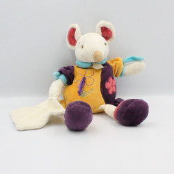 Doudou et compagnie souris jaune violet mouchoir Hawaï