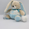 Doudou lapin bleu blanc étoiles hochet balle MOTS D'ENFANTS