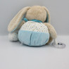 Doudou lapin bleu blanc étoiles hochet balle MOTS D'ENFANTS