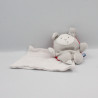 Doudou lapin gris blanc rouge mouchoir Cajou SUCRE D'ORGE