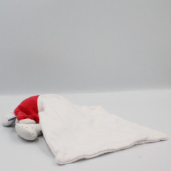 Doudou lapin gris blanc rouge mouchoir Cajou SUCRE D'ORGE