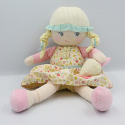 Doudou poupée chiffon Zest d'amour Fruit jaune vert rose COROLLE