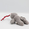 Doudou attache tétine ours gris rouge JACADI