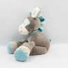 Doudou âne cheval gris bleu Gaston et Cyril NATTOU 30 cm