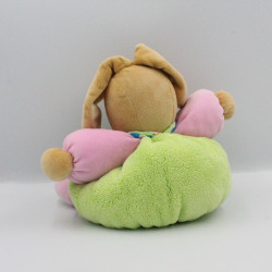 Doudou lapin vert rose bleu pois écureuil KALOO