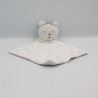 Doudou plat ours gris blanc imprimé animaux Cocoon