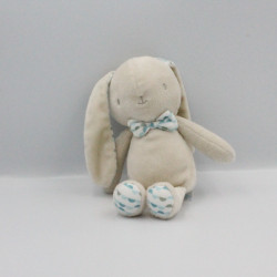 Doudou Lapin écru beige pois bleu KLORANE