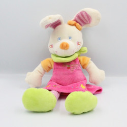 Doudou lapin robe rose poussin MOTS D'ENFANTS 32 cm