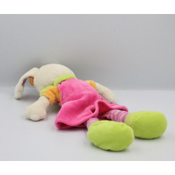 Doudou lapin robe rose poussin MOTS D'ENFANTS 32 cm
