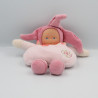 Doudou Poupée lutin rose fushia col coeurs Corolle