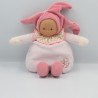 Doudou Poupée lutin rose fushia col coeurs Corolle