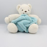 Doudou ours plume bleu ciel blanc KALOO
